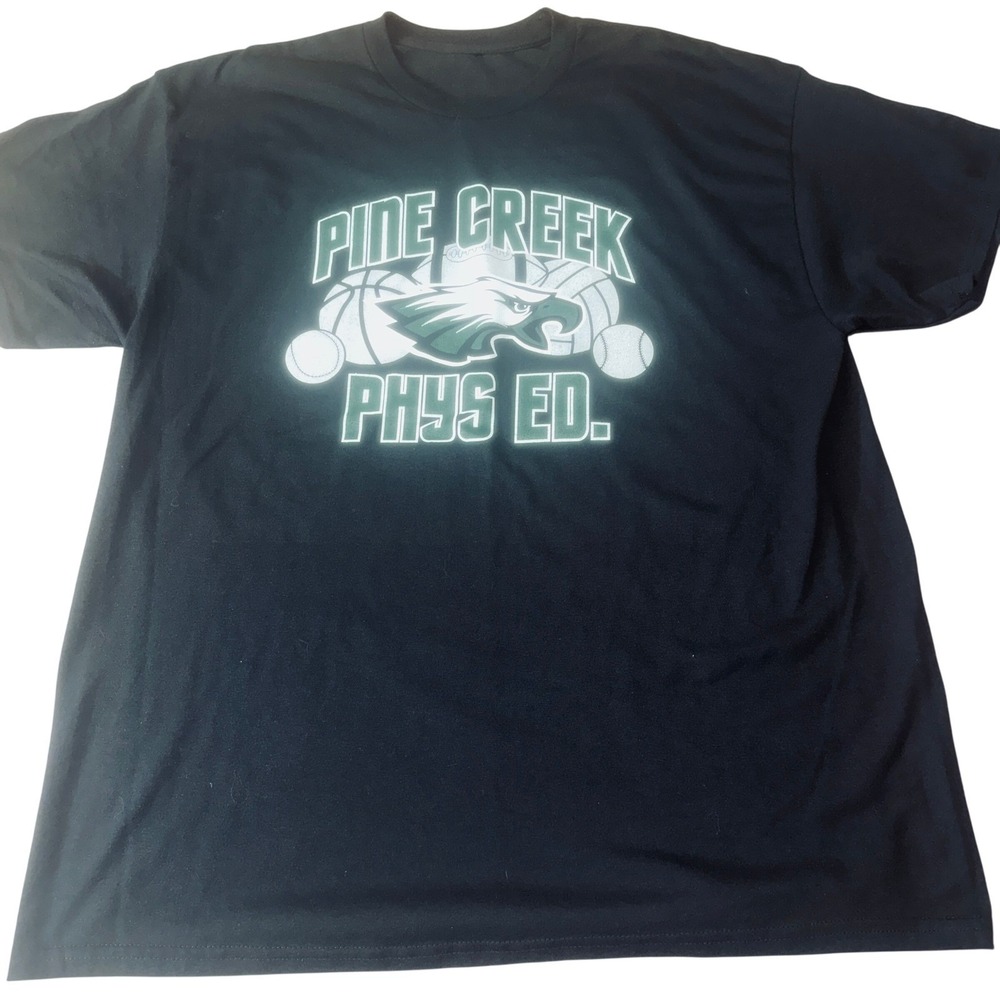 Pine Creek Mens Phys Ed Eagle Graphic T-Shirt XL Black Short Sleeve Athletic